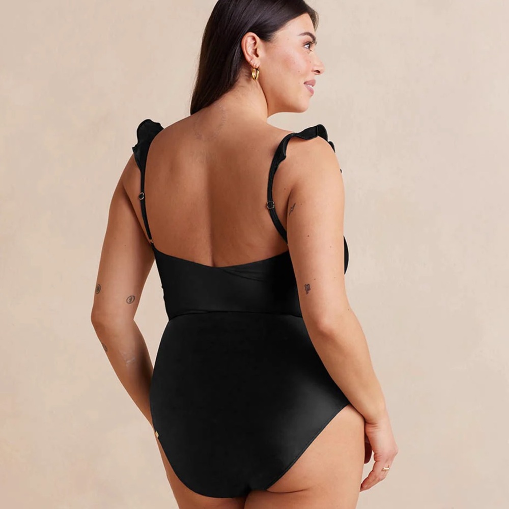 summersalt Black Ruffle-Strap One-Piece Swimsuit - Picture 2 of 13
